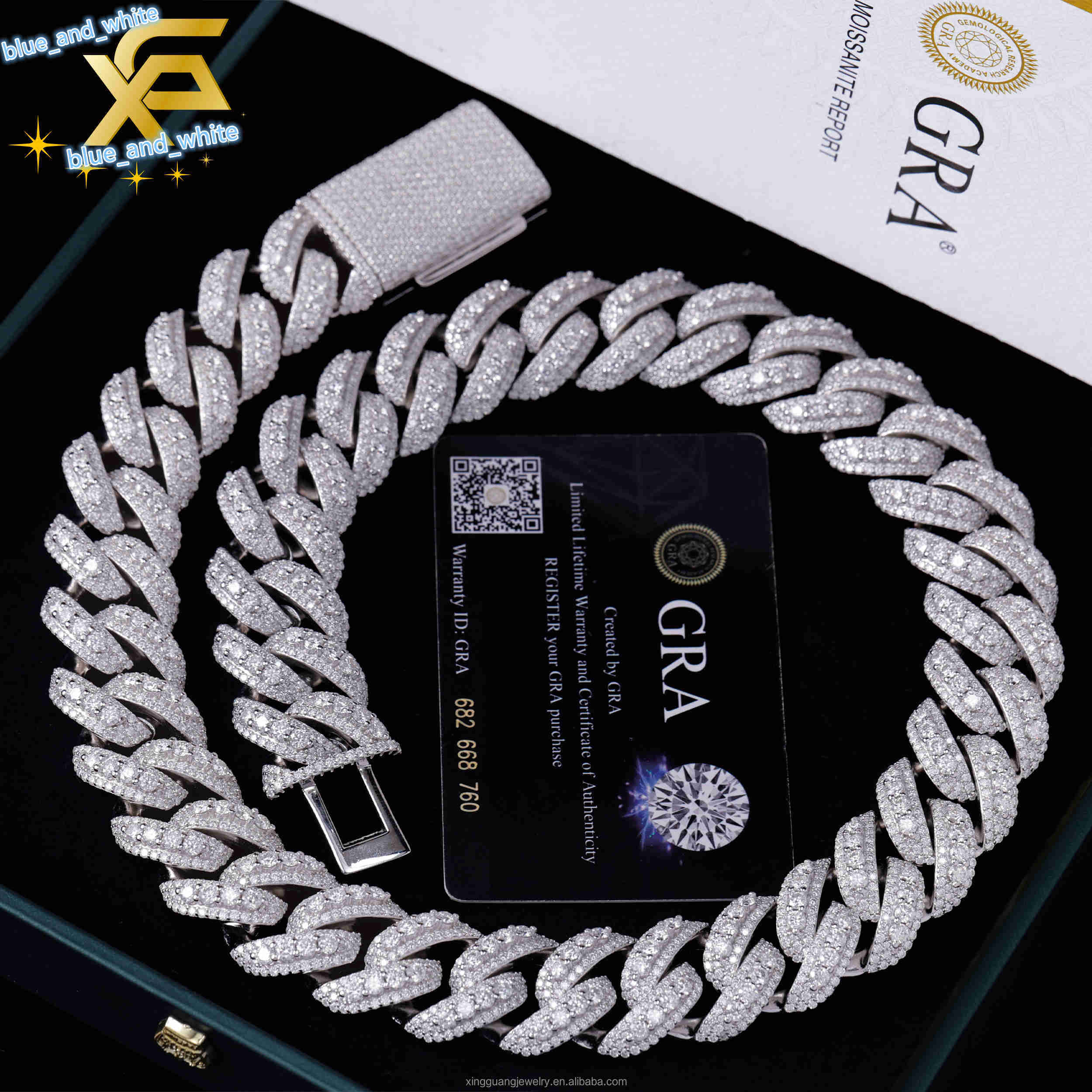 Heavy Big Size Iced Out Moissanite Cuban Chain 925 Silver Necklace for Men VVS Diamond Hip Hop Jewelry 22mm Cuban Link Chain