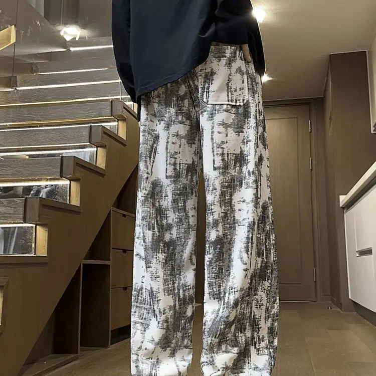 Chinesestyle Spring and Summer American High Street Casual Men TieDye Loose Straight Pants 251017