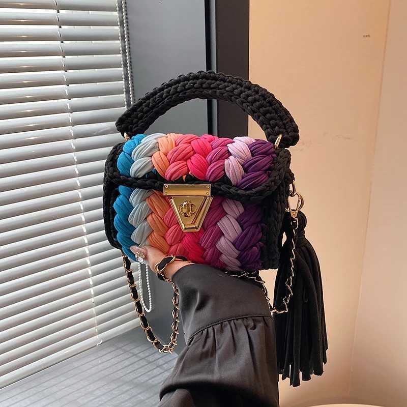 Elegant Crochet Sling Bag with Tassel for Ladies New Arrival Handmade Bag in Style Trendy Shoulder Bag with Braided Textures Z251018