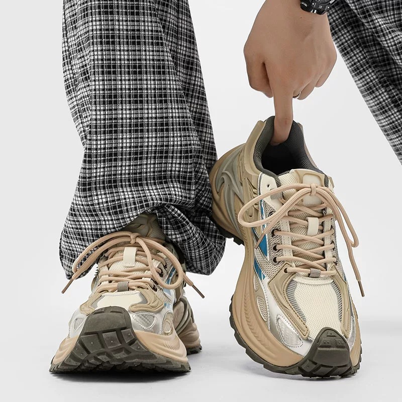 Men's shoes fall/winter new mesh breathable retro casual sneakers teen rattlesnake jogging dad shoes2025