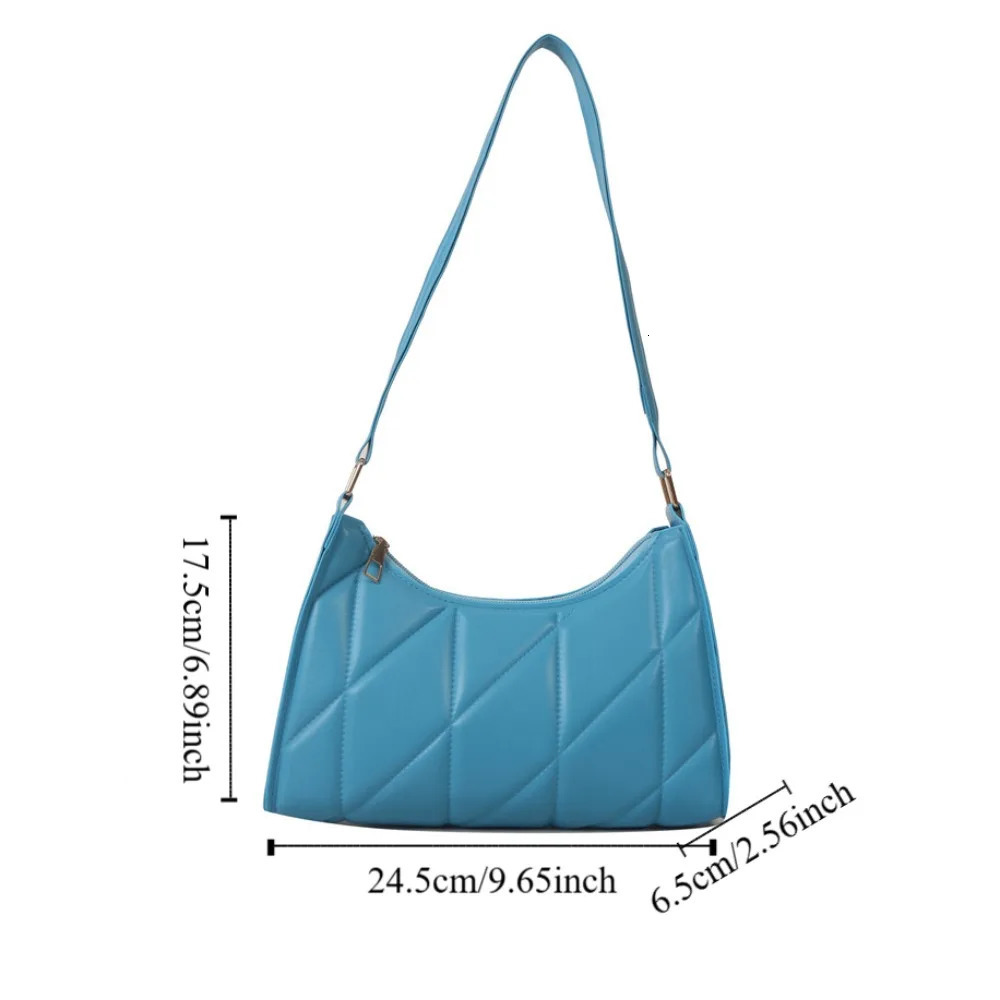Fashion Rhombus Female Hobos Handbag Simple Retro Pu Shoulder Bag Solid Color Trendy Commuting Underarm Bag Travel 251015