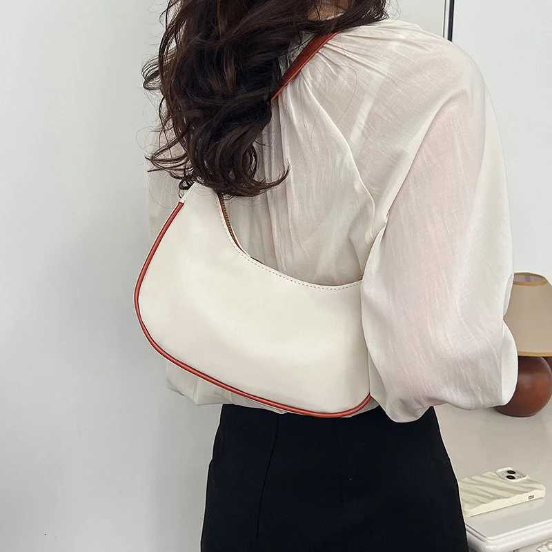 Womens Fashion Handbags Retro Solid Color Pu Leather Bag Half Simple Color Underarm Shoulder Bag Moon Casual PurseXJ251021