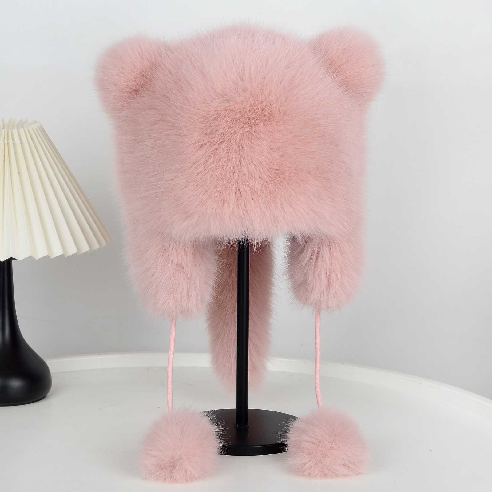 Little Raccoon Hat Fox Fur Winter Thickened Warm Princess Hat Fashion Ear Protection Hat Little Raccoon Plush Hat H251020