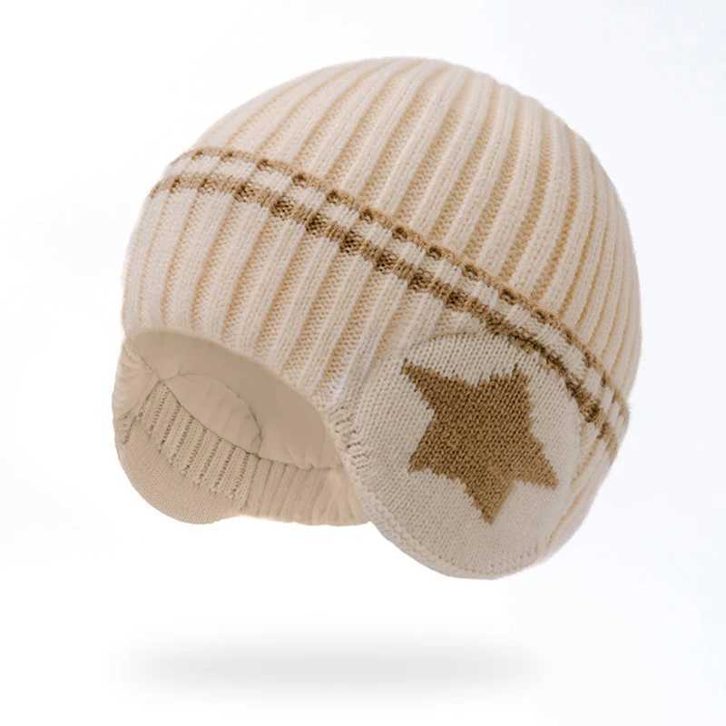 A winter plush embroidered hat for children aged 3 to 12 to warm their ears J251021