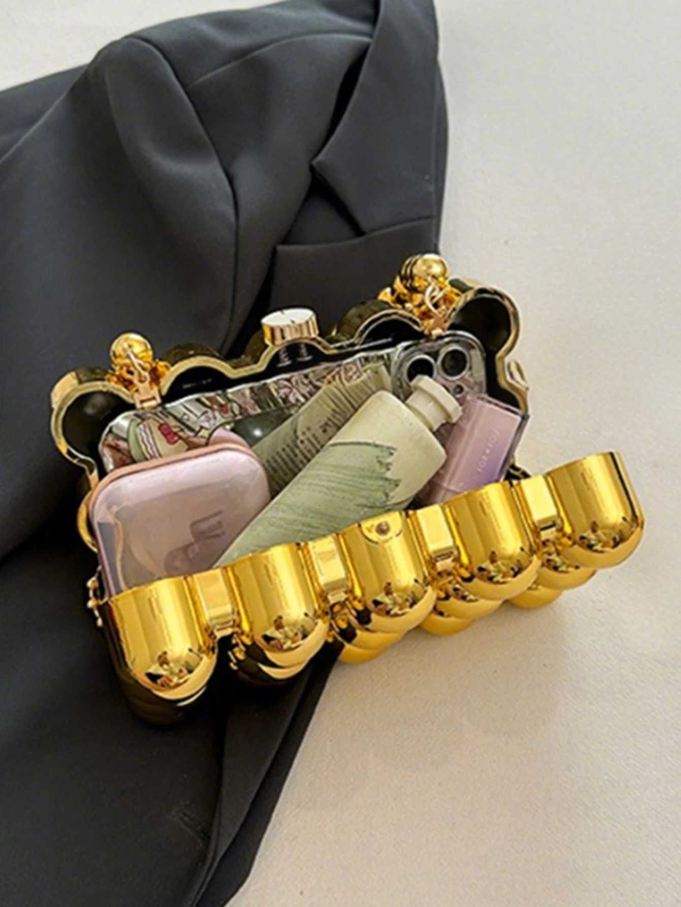 Gold Evening Clutch Bag Fashion Designer Bag Square Crossbody Bag Acrylic Women Wedding Party Handbag Shoulder Bag H251020