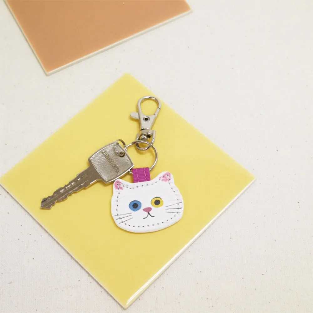 Fashion Cute Leather Cat Keychain Creative Leather Cute Leather Key Ring Cartoon Cute Cat Keychain W251021