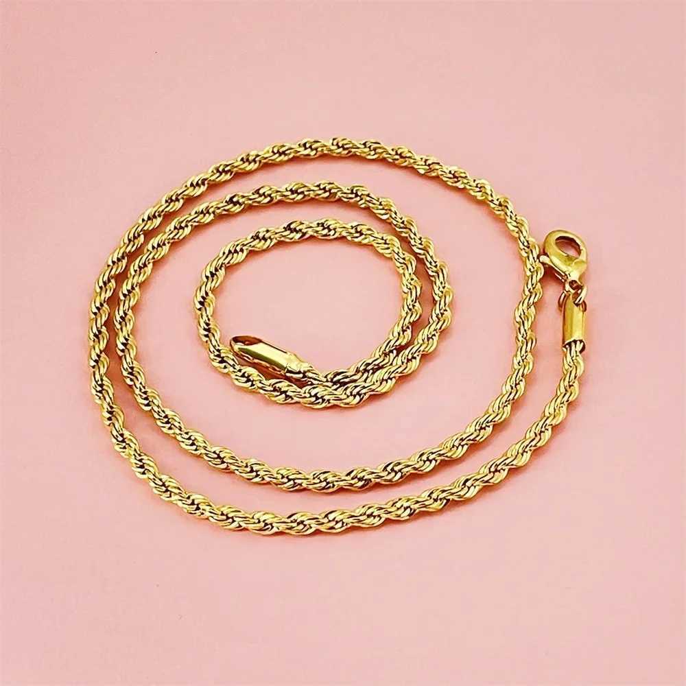 Lihong Luxury 925 Sterling Silver Gold Plated 3MM Twisted Rope Necklace for Women Men Accessories Jewelry 4060CMXJ251018