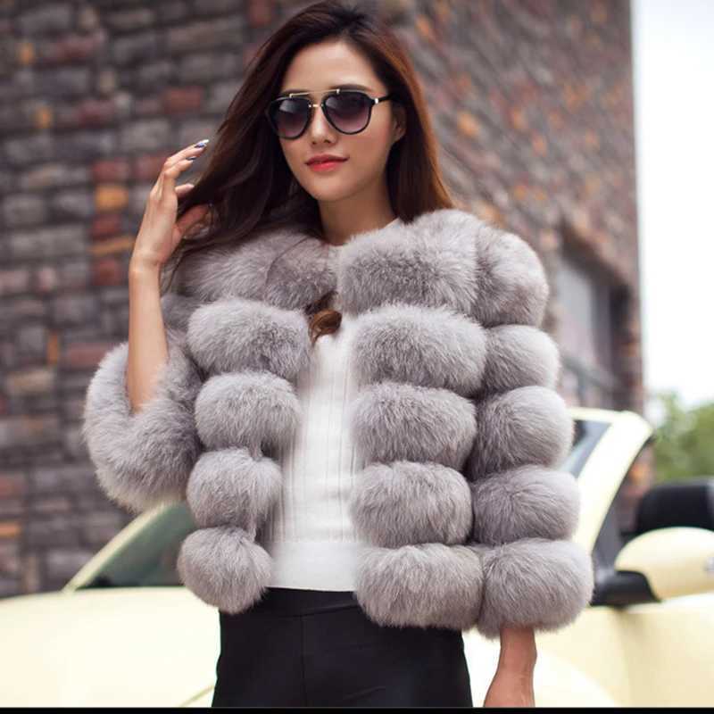 HJQJLJLS 2023 Winter New Fashion Women Faux Fur Coat Female Black Elegant Fluffy Thick Warm Artificial Fox Fur Jacket Outerwear1 Y251105