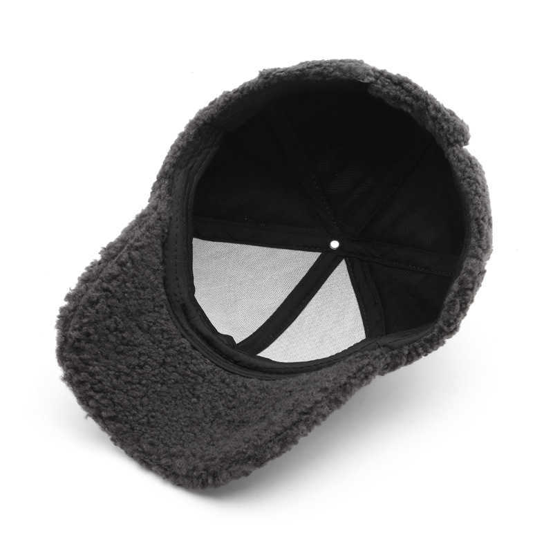 Fashion Solid Color Lamb Wool Curved Brim Baseball Cap Outdoor Sports Casual Warm Sunshade Duckbill Cap H251020