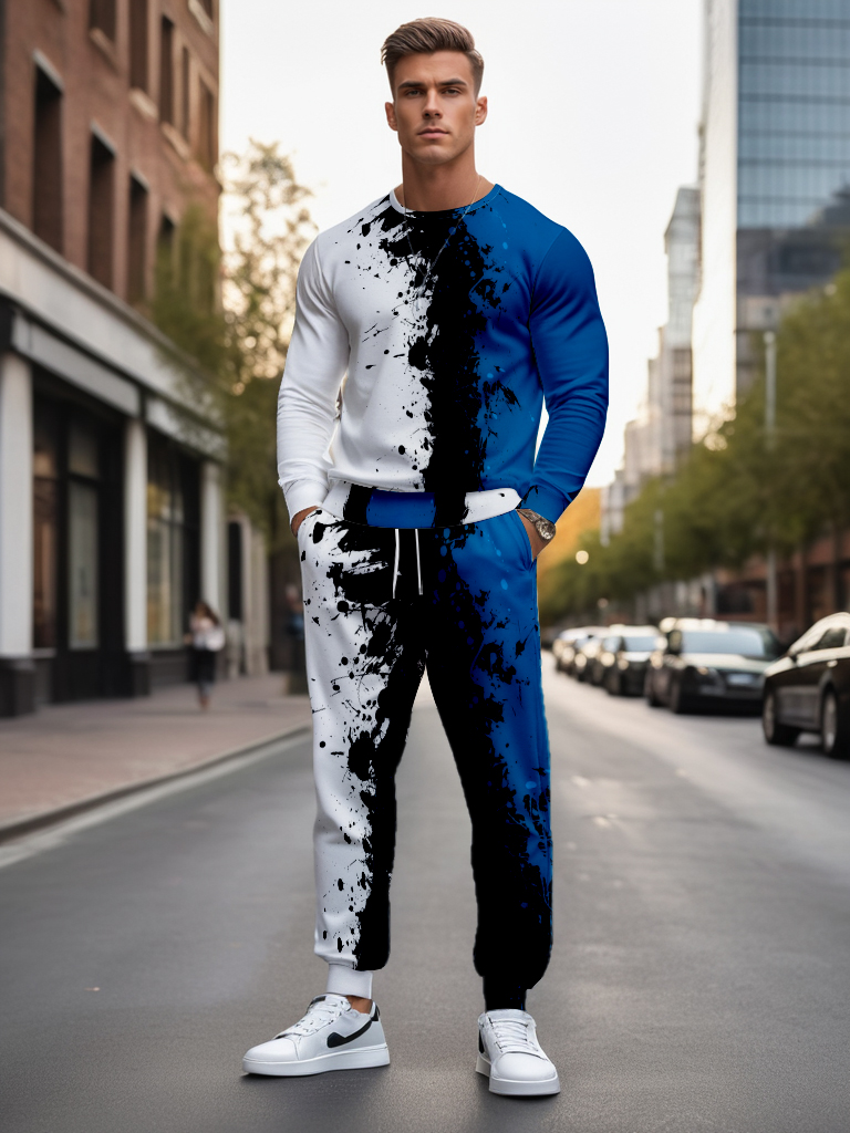 Men's Round Neck Sweatshirt Casual Long Sleeve Knitted Polyester Comfortable Blend Outdoor Recreation Brown Ankle-Length - YLWY0012