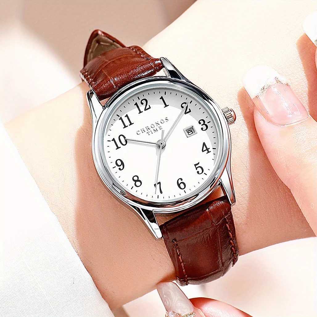 CHRONOS Casual Women Leather Stainl Steel Waterproof Ladies Quartz Elegant Wrist with Auto Date relojboxXJ251021