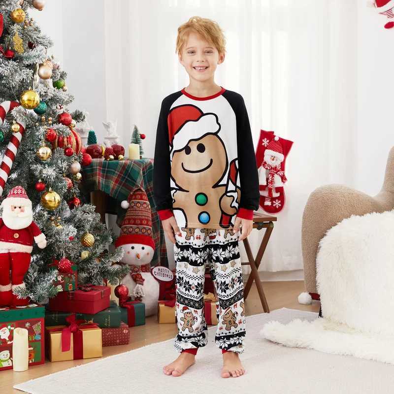 Christmas Family Matching Gingerbread Man Print Pajama Set With Drawstring Hood And Pockets L251021EQJG