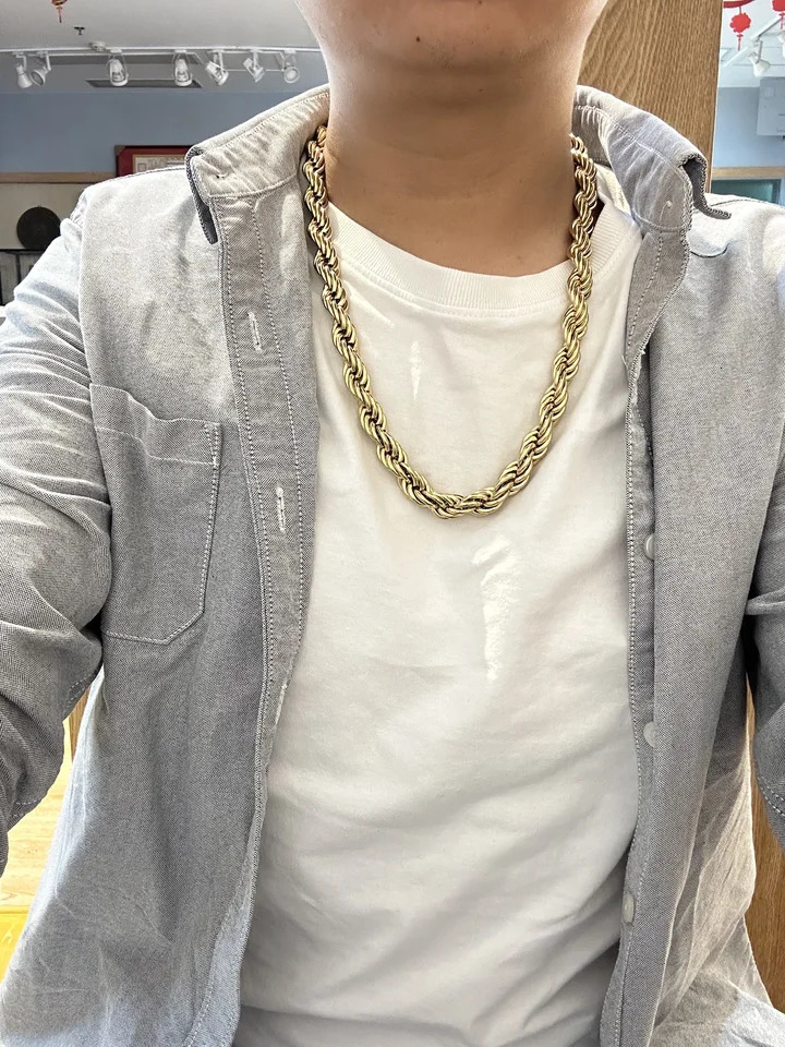 Adixyn Jewelry Gold Color Plated 12mm Wideth 60cm 70cm Length Big Rope Necklace For Men Women Guaantee Hiphop Chain 251017