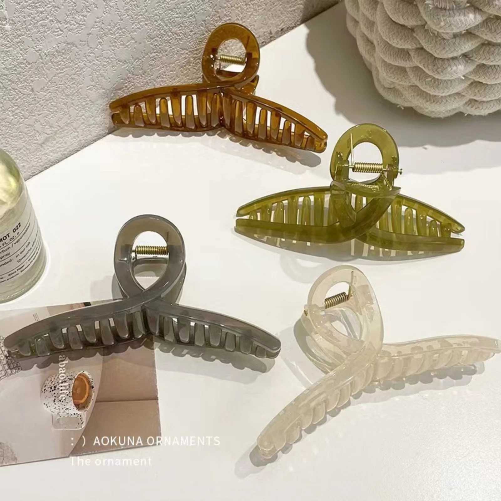 Large Shark Clip Temperament Plate Hair Clip Simple Cross Clip Bath Hair Clip Back of Head Hair Grip Hair Accessories 3pcsW254021