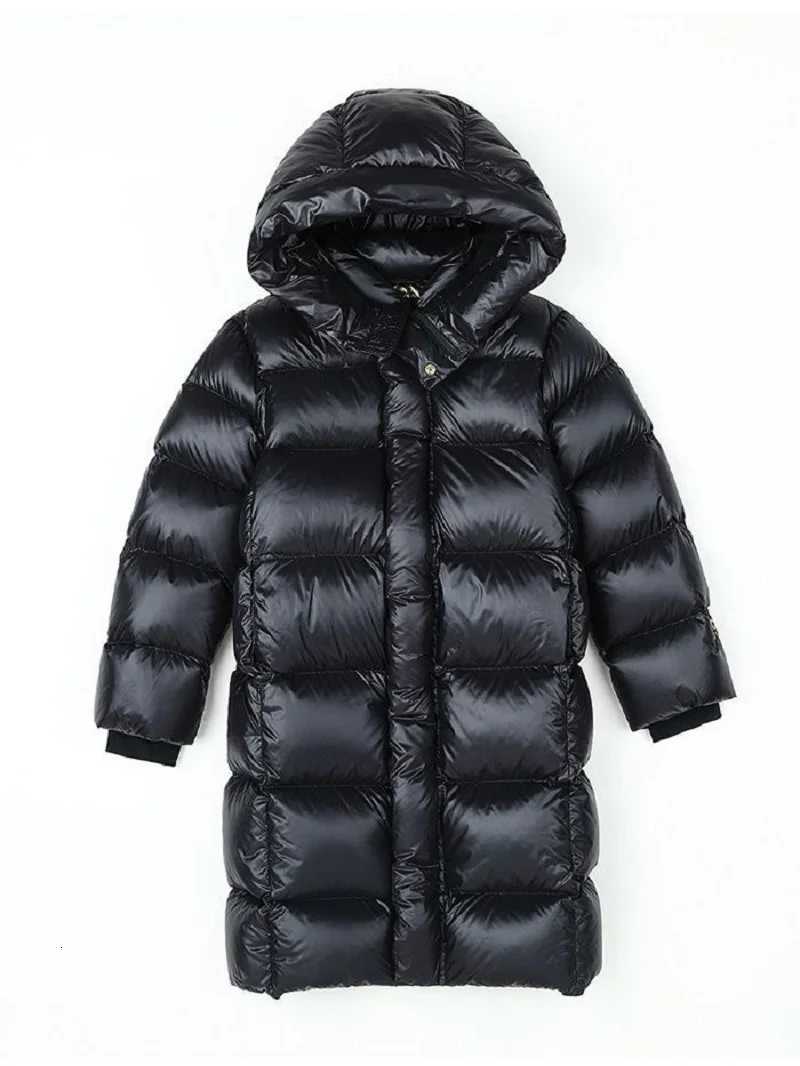 Winter Warm Girls Black XLong Hooded Full Zipper Puffer Jackets School Kids Thick Snow Coat Children Outfit Windbreaker 516 YrT251021