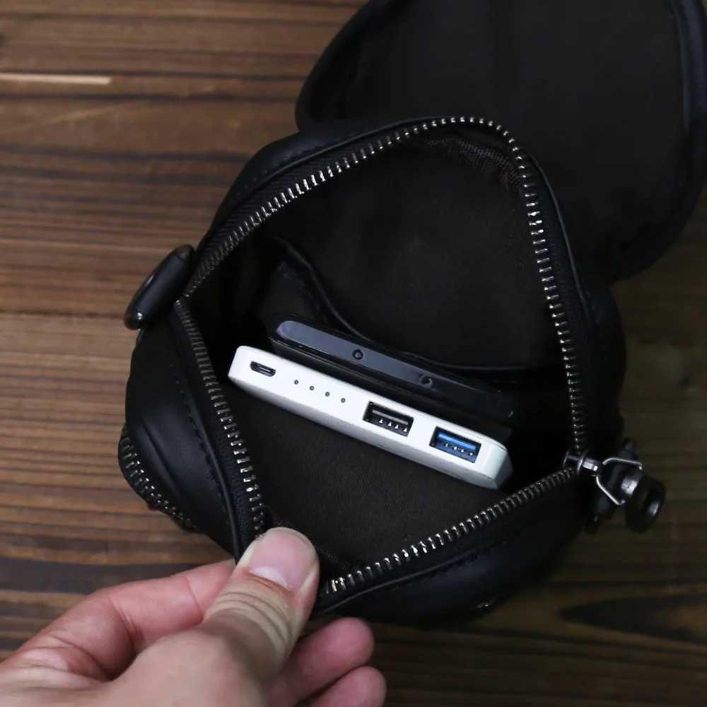 Multi Functional Mens Leather Waist Bag Fashionable And Casual Top Layer Cowhide Crossbody Bag 67inch Mobile Phone Hook Bag Z251021