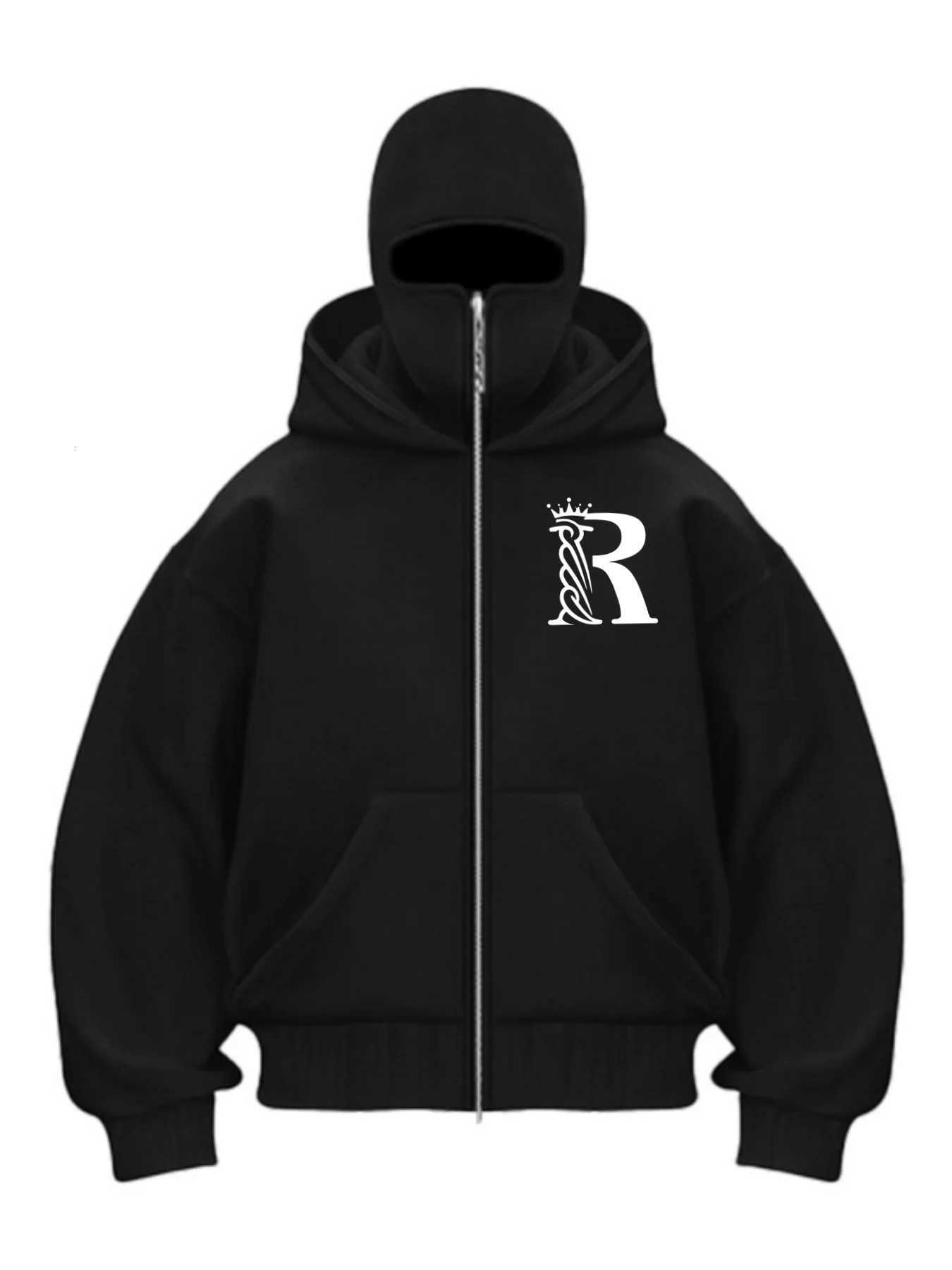 Balaclava Men Zip Hoodie Winter Warm Casual Sweatshirt Y2K with Hooded Face Mask Zipper Design Sports Jacket Outdoor Activities W251021