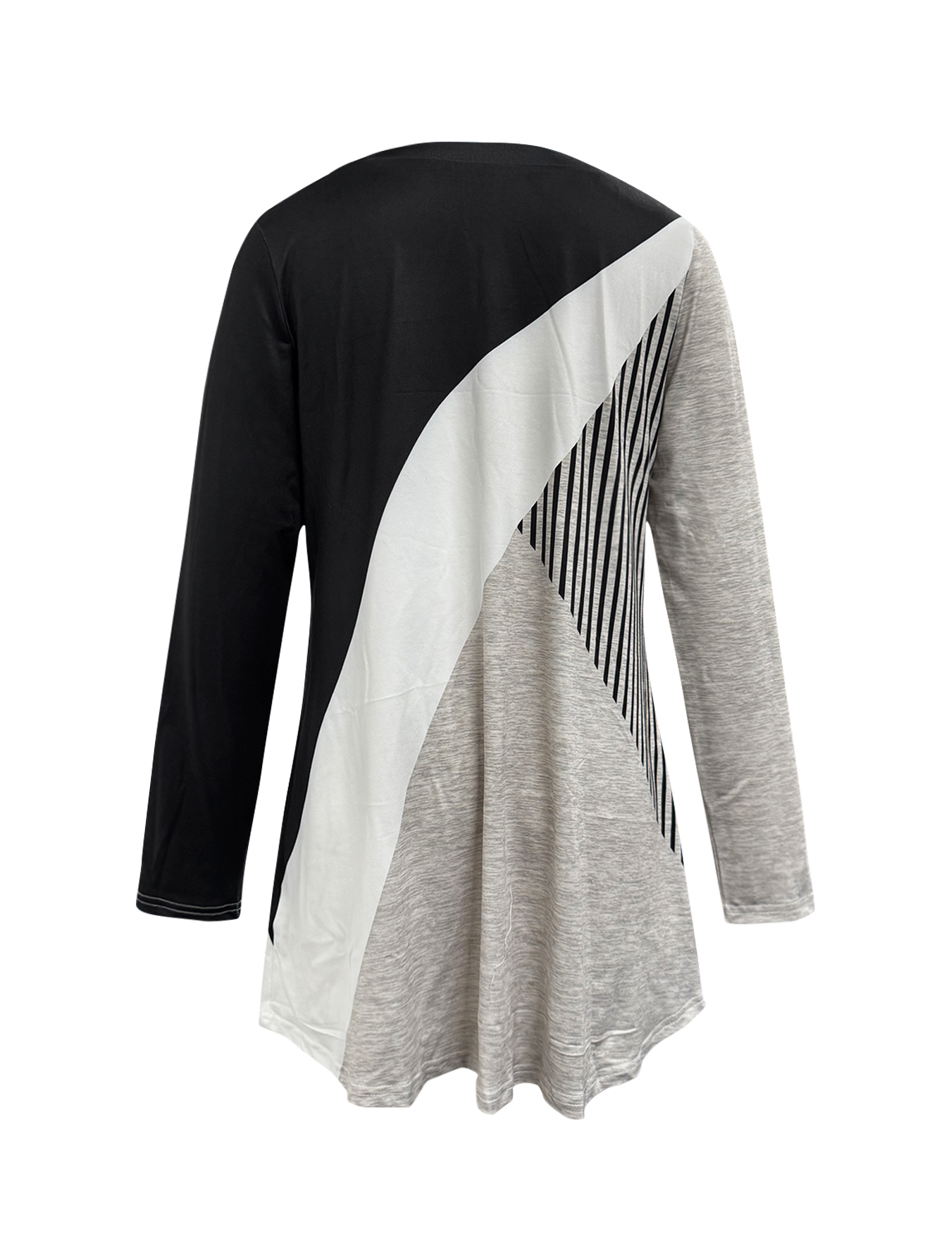 Women's Autumn New Geometric Printed Long Sleeve Top, Milk Silk Fashion Casual Commute Versatile Women's T-Shirt (S-XXL, Mixed Color)-CF5386