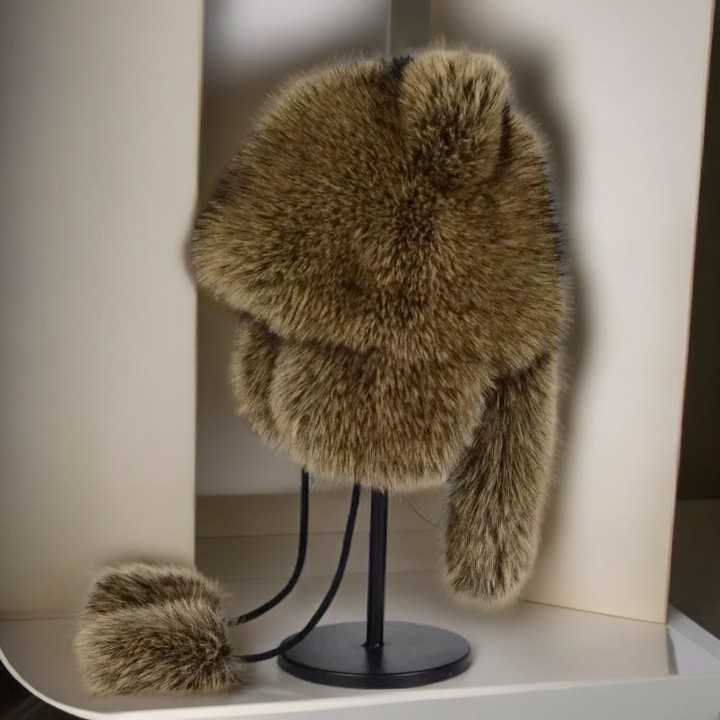 Imitation Fox Fur Little Raccoon Hat for Women Winter New Thickened Warm Hat Fashionable Versatile Feng Hat H251020