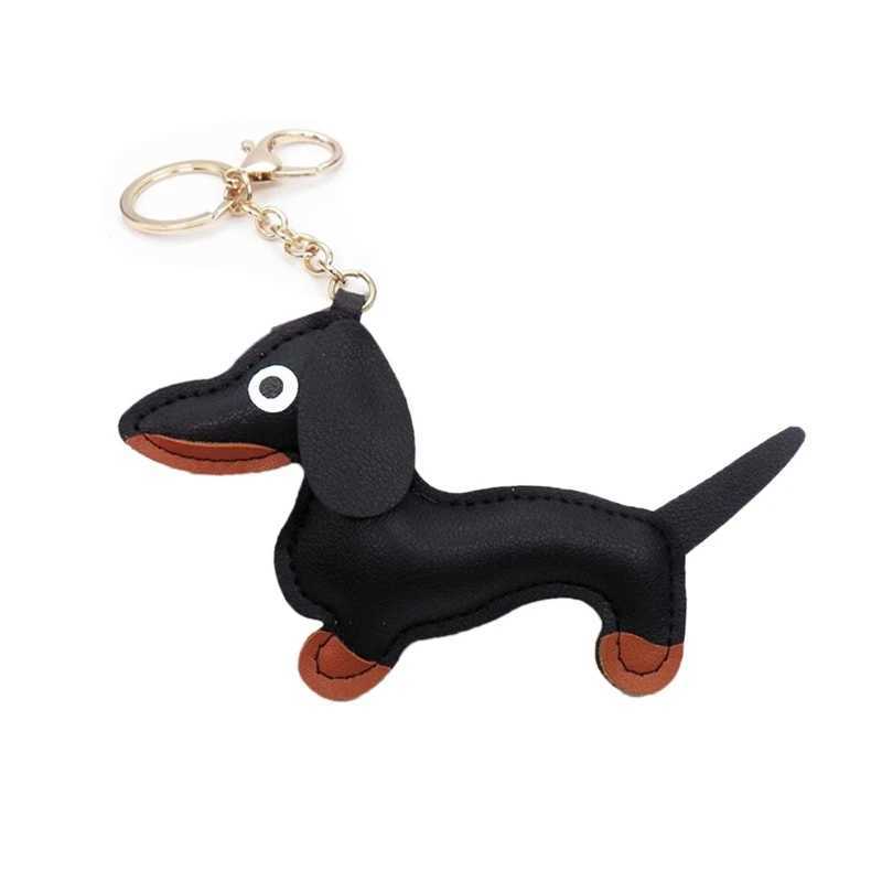 Mens Car Dachshund Bulldog Keychain PU Leather Dog Keychains Fashion for Women Bag Pendant Jewelry Trinket Key Ring Key Chain W251021