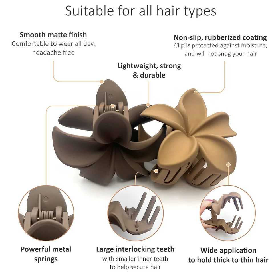 4Pcs New Fashion Flower Hair Claws for Women Large Hair Clips Crab Clamps Frosted Ponytail Shark Clip Headdress Hair AccessoriesW254021