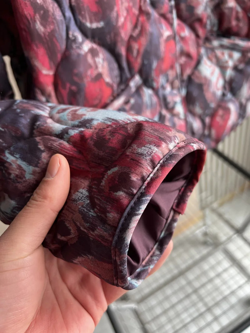 ETJ Womens Spring collection Elegant fashion print loose edition vintage crewneck cottonpadded jacket 251021