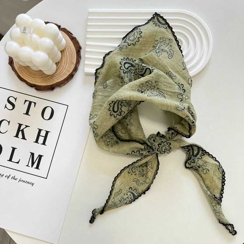 Summer Print Flower Neck Scarf Shawl Triangle Hair Head Wrap Headband Handkerchief Hair Ties Bandanas Hair Ribbon For Women W251021