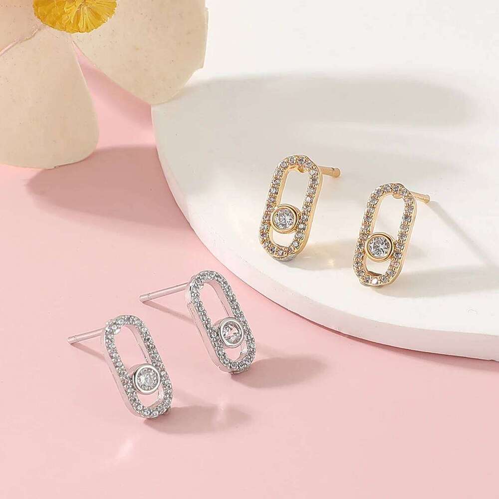 New Romatic Women Fashion Zircon Earring Set Geometic Design Wedding Party Jewelry Adjustable Necklace Accessory