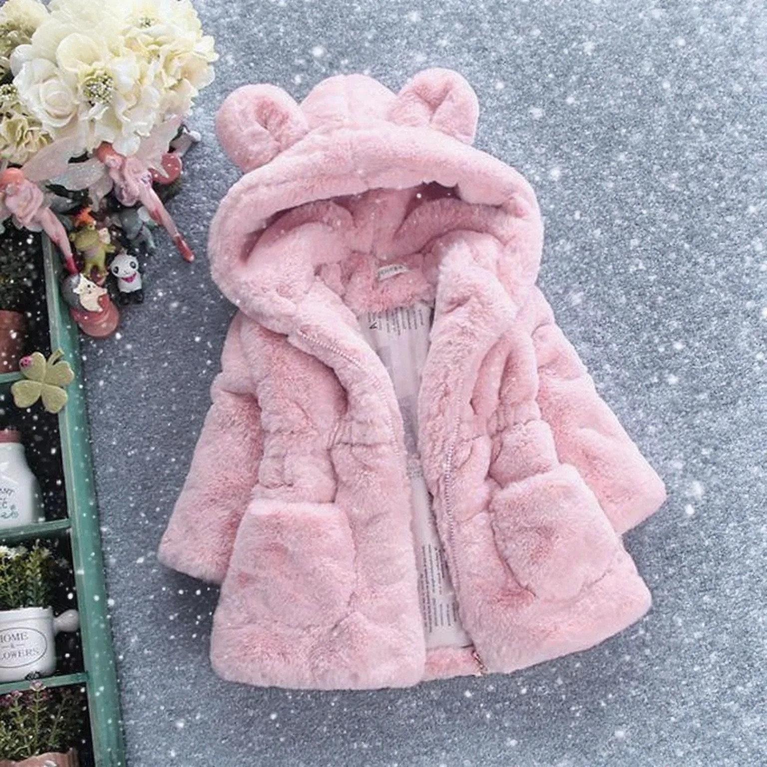30 Winter Girls Plush Fur Jackets Kids Keeping Warm Hooded Cotton Clothes Fashion Outerwear Children Casual Solid Coat 251018