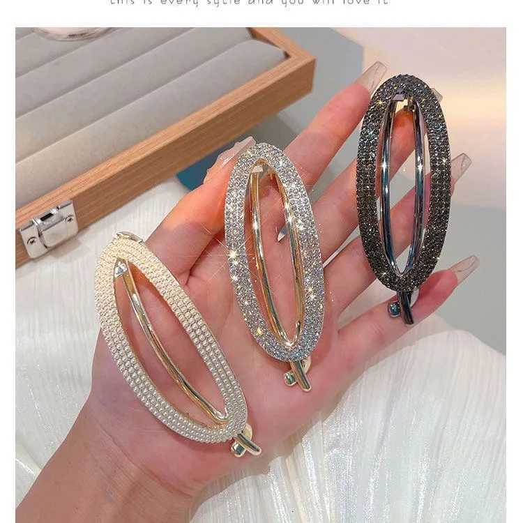 Fashion Metal Oval Rhinestone Hair Clip For Women Girls Elegant Round Sweet Crystals Hairpins Barrettes Hair AccessoriesW254021