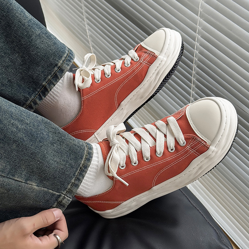 Men's shoes trendy shoes new black casual versatile canvas shoes Japanese platform niche dissolving shoe board shoes2025