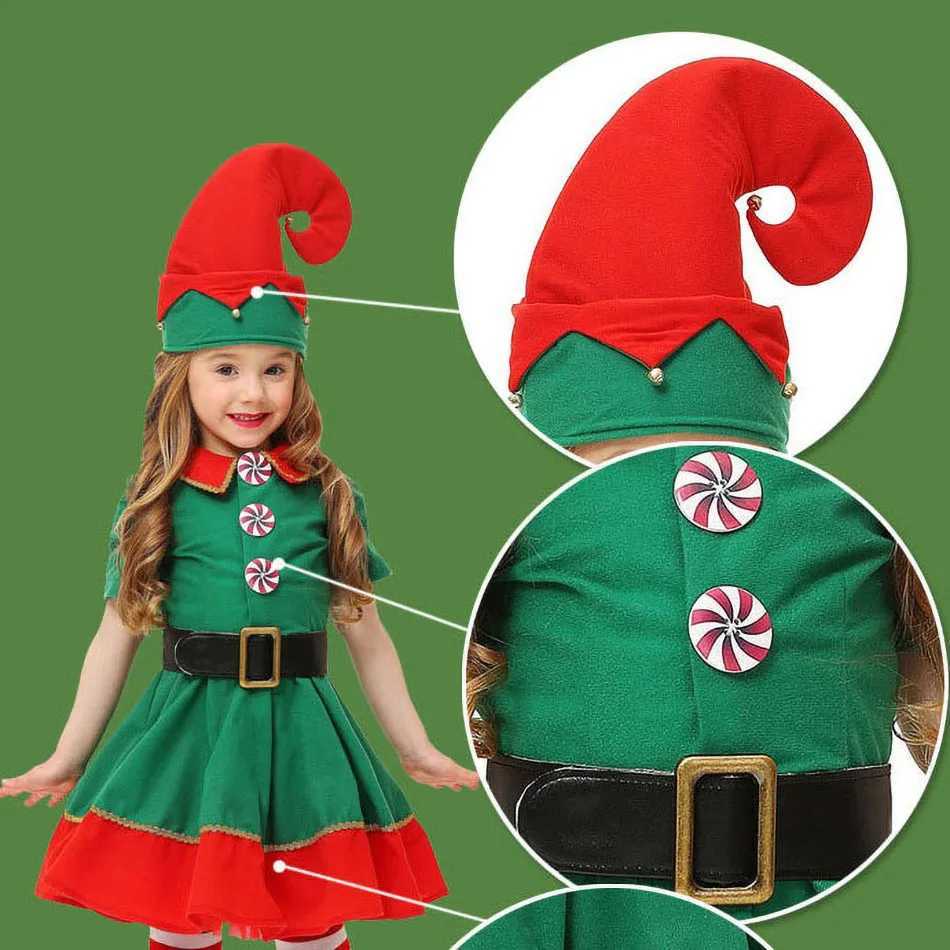 Christmas Family Matching Clothes Boy Girl Elf Xmas Clothes Set Adult Green Red Party Tops Pants Hat Belt Outfit Cosplay Costume L251021BST7