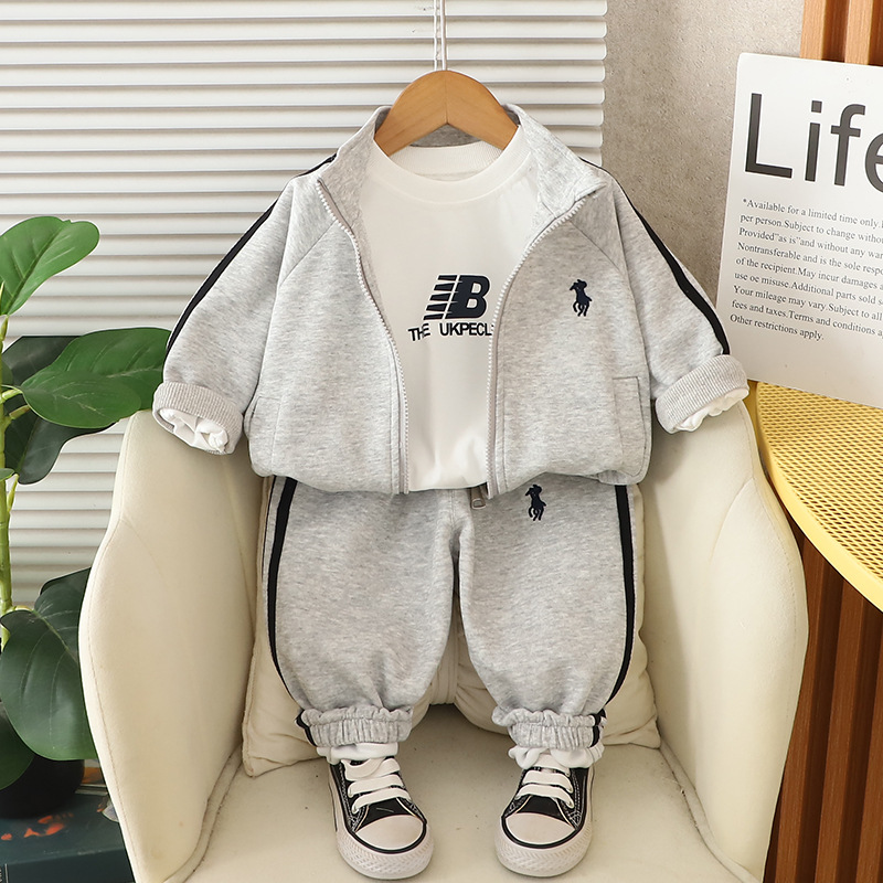 kids designer clothes 2025 Kids Striped 3-Piece Sportswear Set, Boys Girls Autumn Casual Long Sleeve Outfit, Fashion Track Jacket with Pants