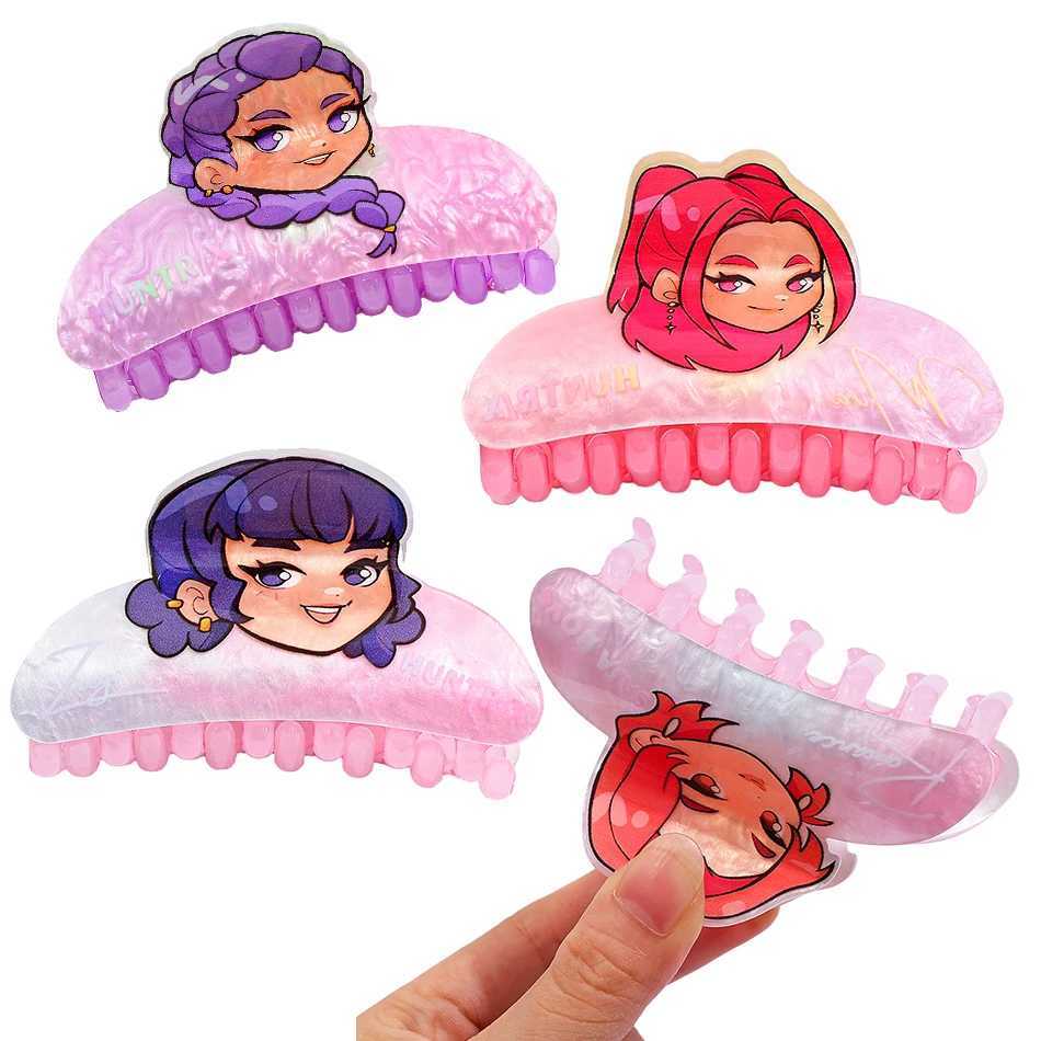 Hot KPop Demon Hunters Hair Clip Cartoon Printing Rumi Mira Zoey Acrylic Hairclip Anime Peripheral Hair Decoration Girl Gifts L251020
