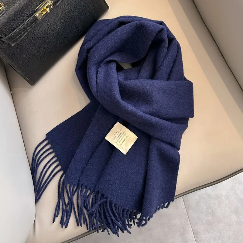 100 Wool Winter Scarf For Women Long Warm Cashmere Scarves Hijab Solid Lady Shawl Wrap Female Pashmina Bandana Head Scarfs 251027w