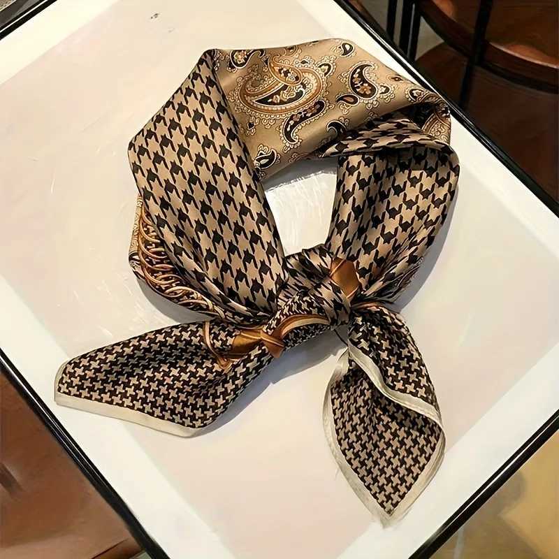2756 Paisy Print Small Square Scarf Simated Silk Thin Neck Scarf Mature Sty Sunscreen scarf For WenW251021