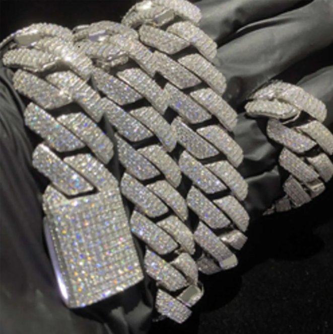 Stylish Iced Out Cuban Link Necklaces and Braclets Featuring Premium Diamon-like Simulated Stones