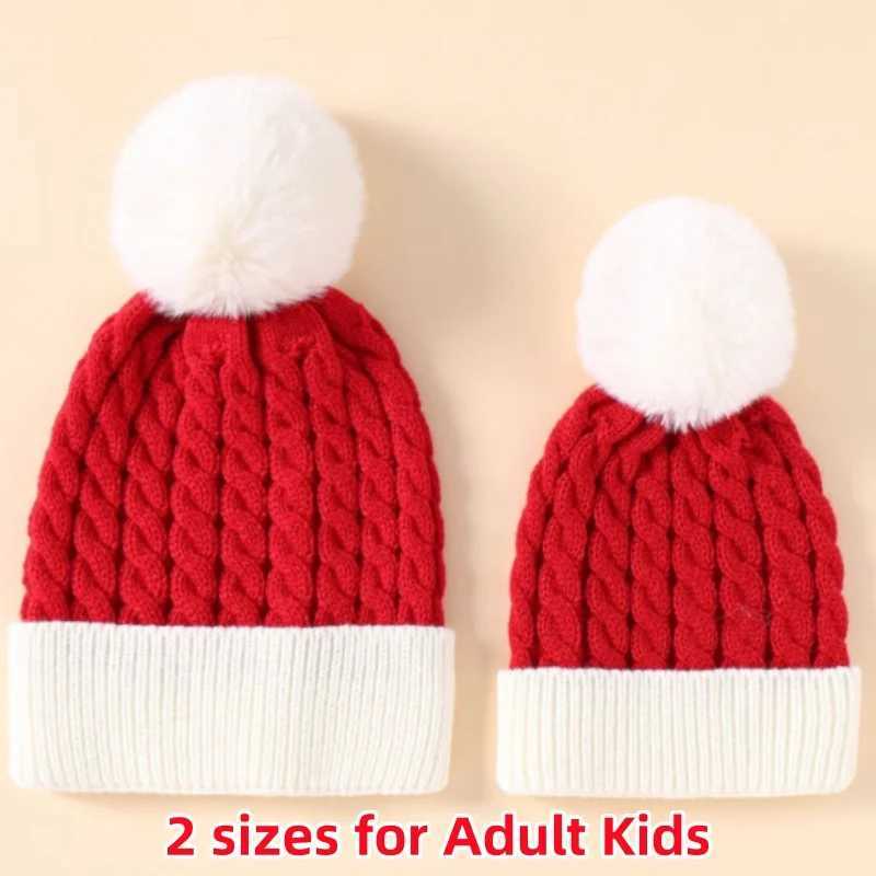 Christmas Xmas Santa New Year Hat Outdoor Winter Warm Crochet Knit Beanies Skullcap Pompom Cap Bonnet Party Gifts For Adult Kids J251021