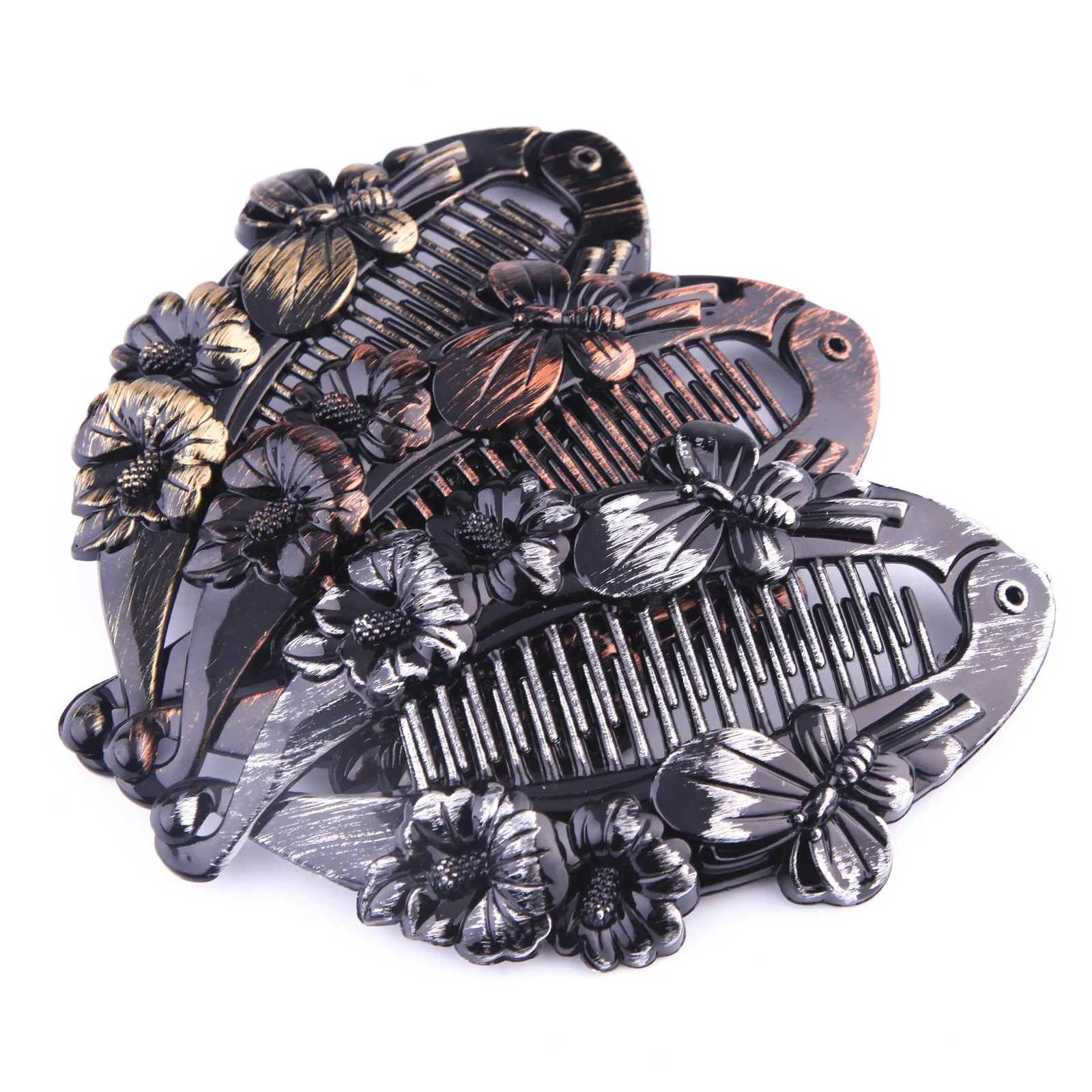 Furling Girl 1 PC Fashion Vintage Fish Shape Hair Clips Lrregular Flower Hair Jewelry Banana Hairpins For Women Hair AccessoriesW254021