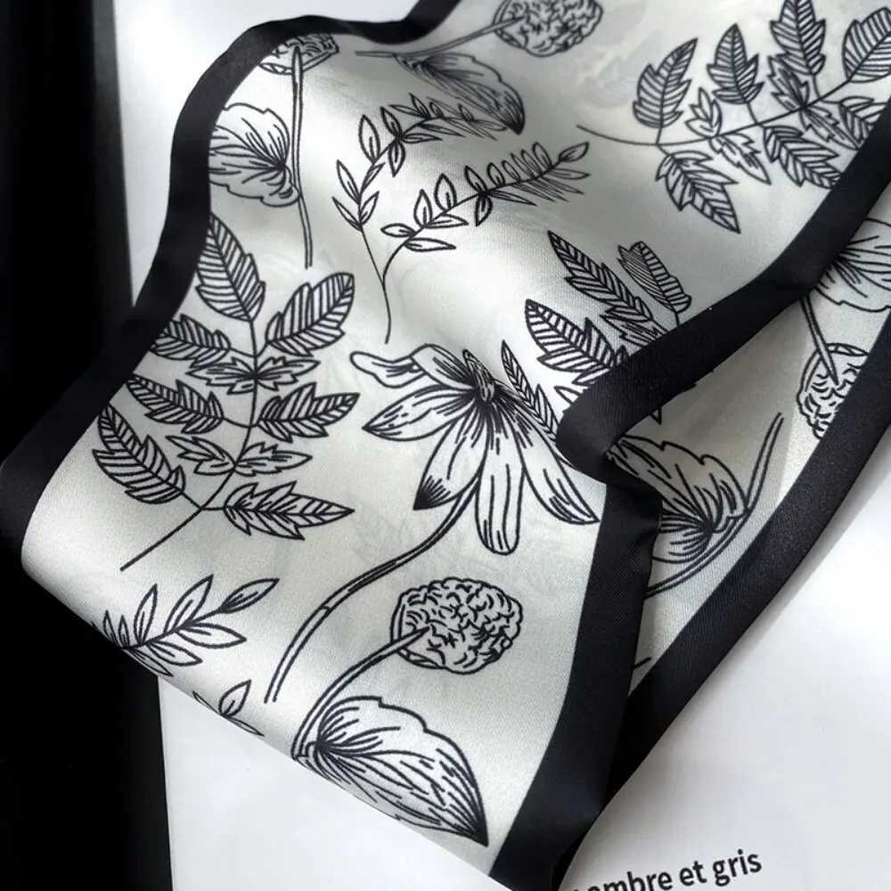 Fashion Print Hair Ribbon Scarf Women Neck Tie Bag Silk Skinny Headscarves Ladies Foulard Floral Bands 2024 New W251021