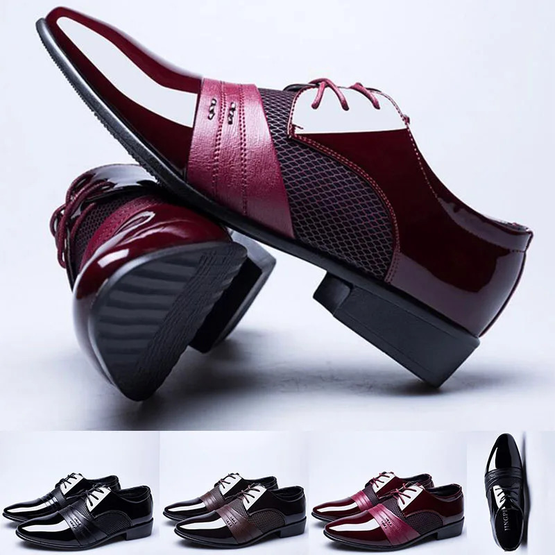 Fashion British Mens Leather Shoes Classic Man Pointed Toe Formal Wedding Shoes Male Flats Dress Shoes Lace Up 251021
