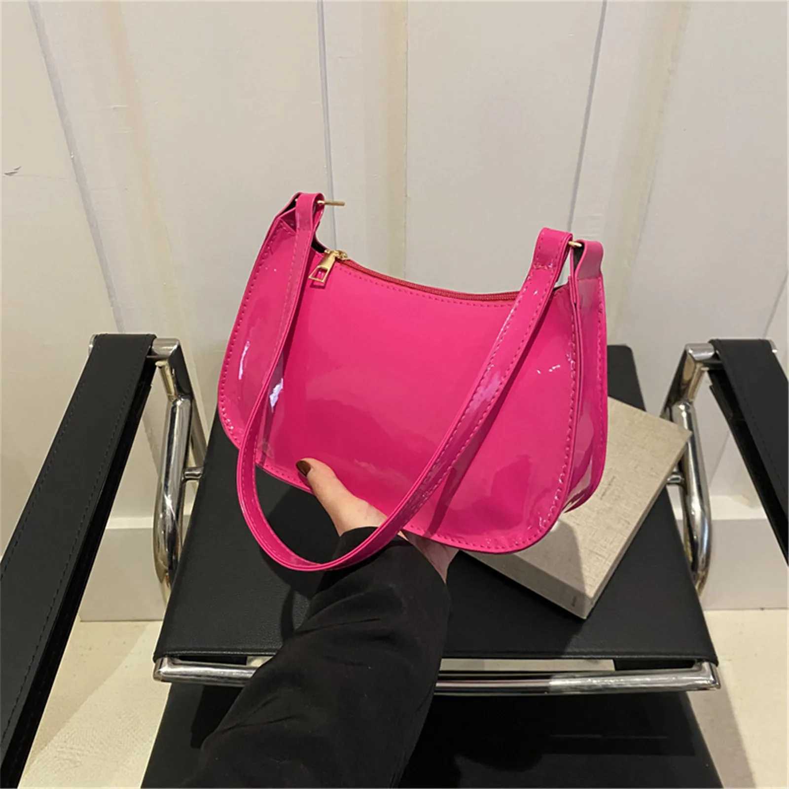 2025 Retro Solid Color PU Leather Shoulder Bag Fashion Womens Handbags Casual Designer Underarm BagXJ251021