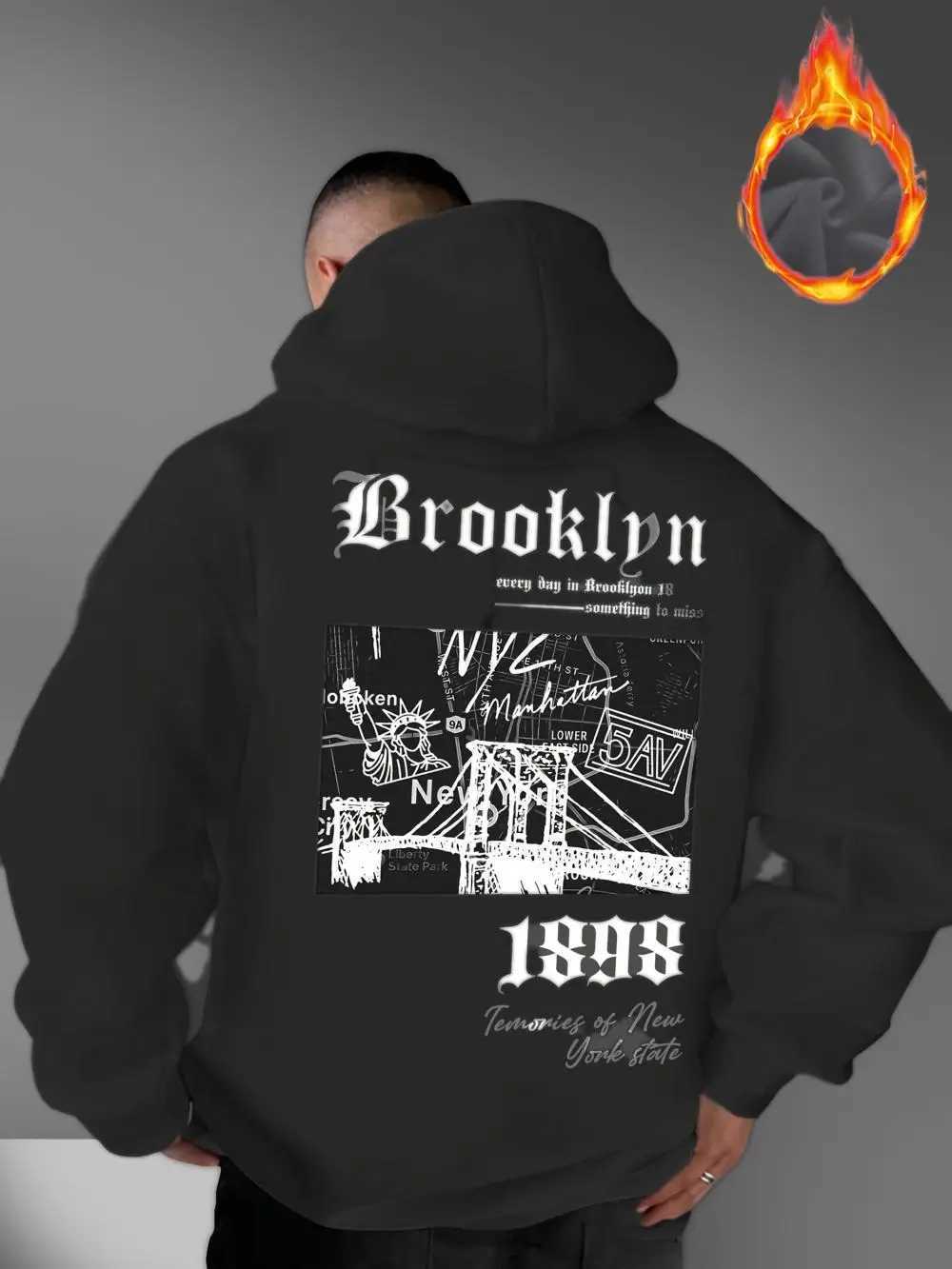 Fashionable mens autumn gothic letter retro landscape print micro elastic comfortable hooded sweatshirt outdoor street style to W251021