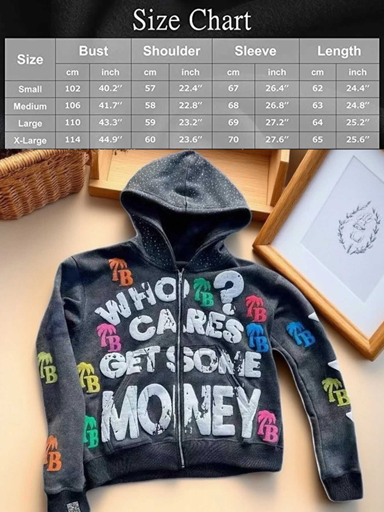 Men Gothic Hoodies Vintage Washing Letter Printed Hoodie Sweatshirt Casual Oversized Long Sleeve Streetwear Hooded Pullover W251021
