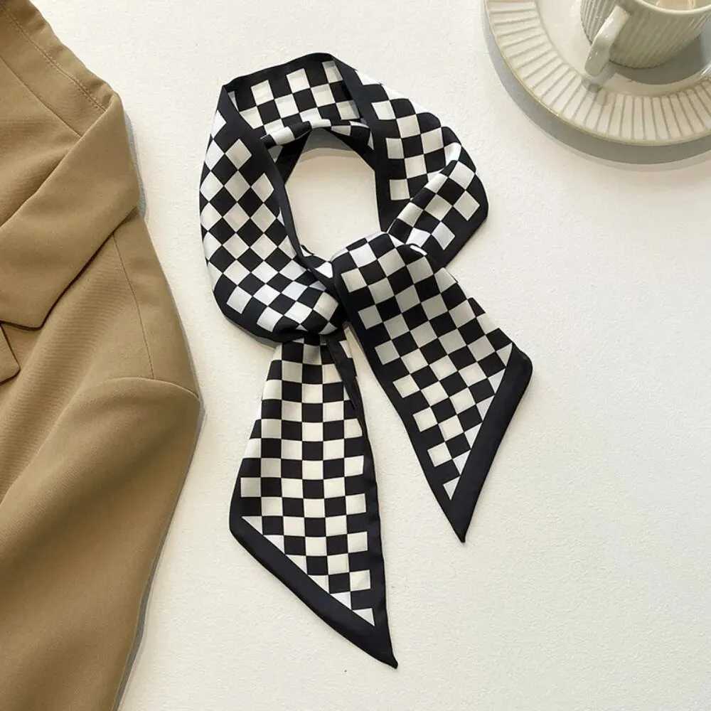 Fashion Print Silk Skinny Hair Scarf For Wen Narrow Ribbon Tie Hand Bag Band Bandana NeckerchiW251021