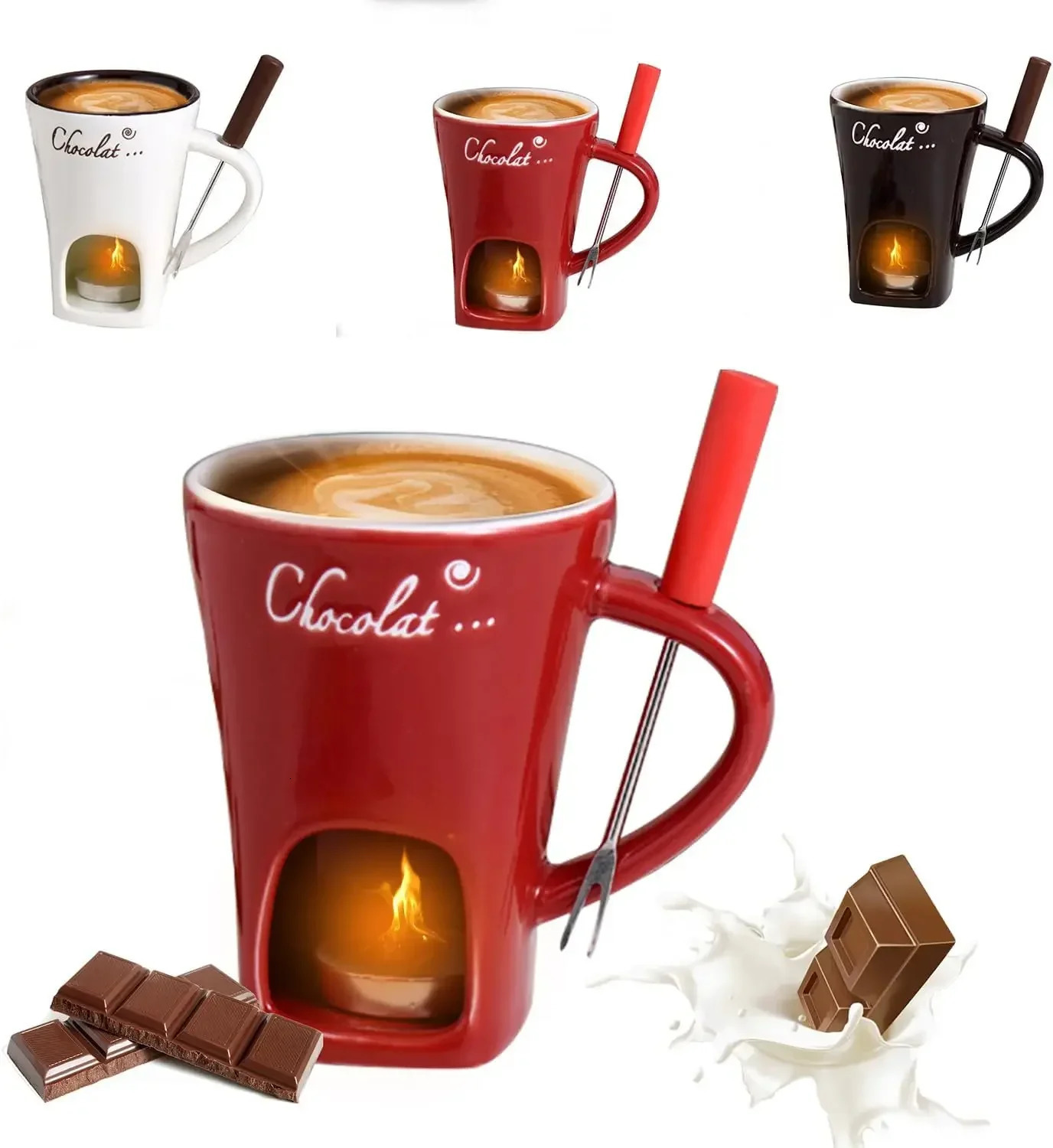 200ml Chocolate Fondue Mug Melting Cups Pot Ceramic Melted Cups Butter Warmer Heating Tea Light Melt Pot For Candy Chocolate 251020