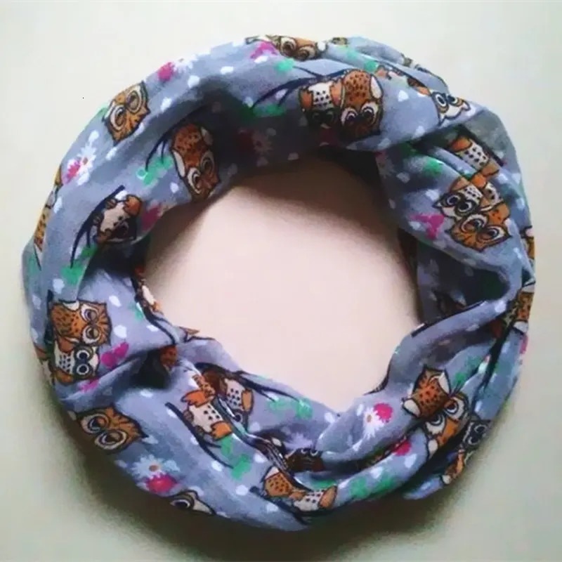 Girl and Boy Children small owl Print Scarf Circle Loop Kids Infinity Scarves Baby Accessories flowers love neckerchief 251021