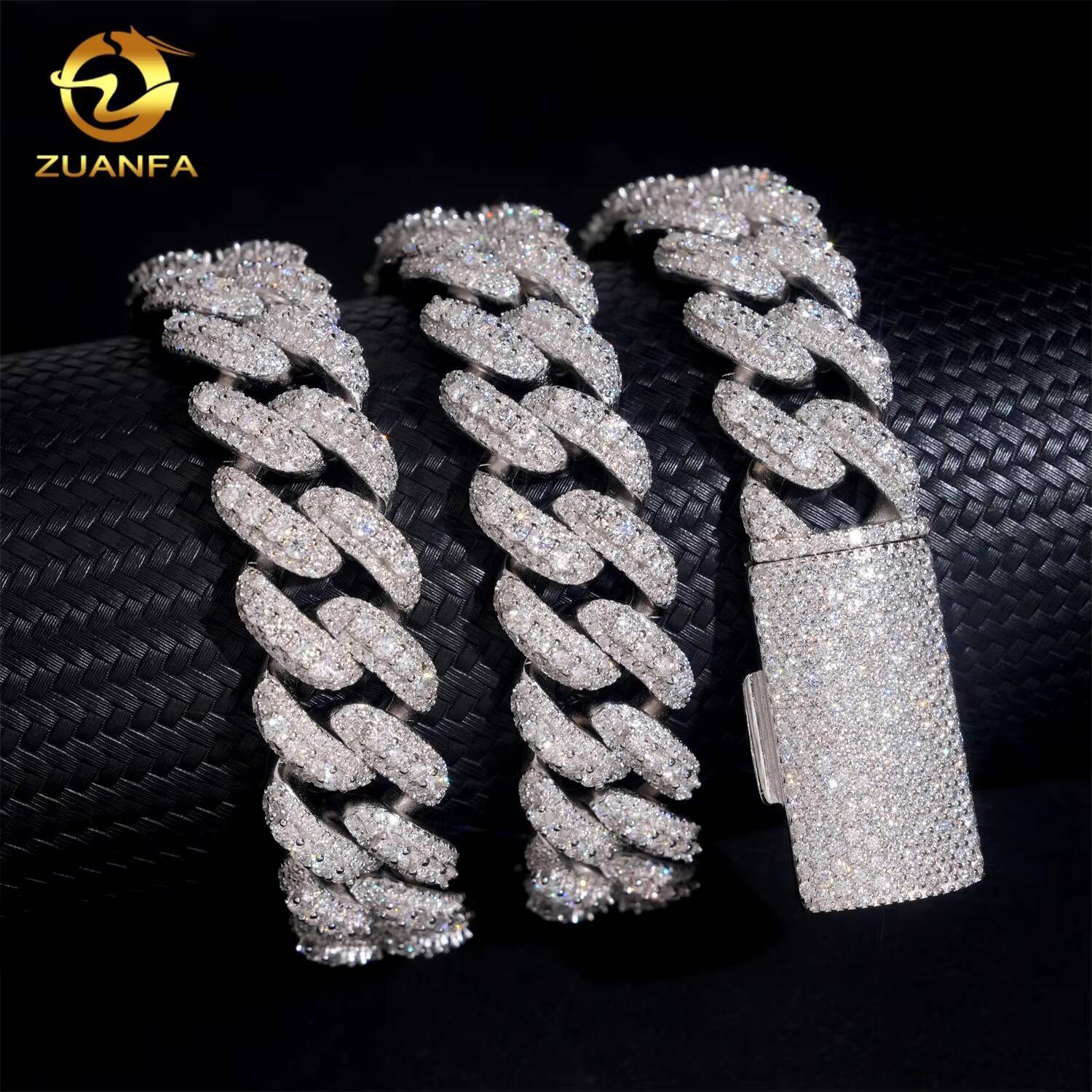 Fine Jewelry High Quality 925 Silver Hip Hop Mens Iced Out Luxury 16mm Moissanite Cuban Link Chain