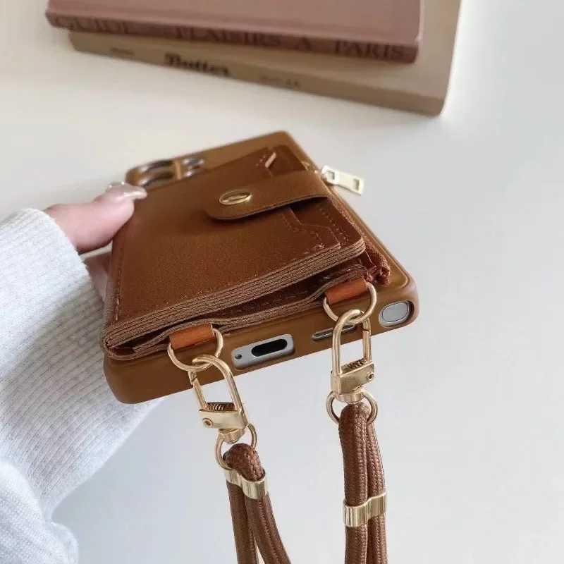 Card Holder Wallet Phone Case for Galaxy S25 S24 S23 Plus S22 Ultra S21 S20 FE Lanyard Strap Cord Crossbody Bag Cover J251114