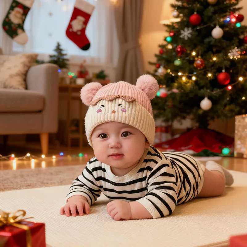 Warm Knitted Baby Christmas Hat Infant Winter Beanie Soft Cozy Cap Ear Protection Holiday Accessory for Toddler Outdoor Wear J251021